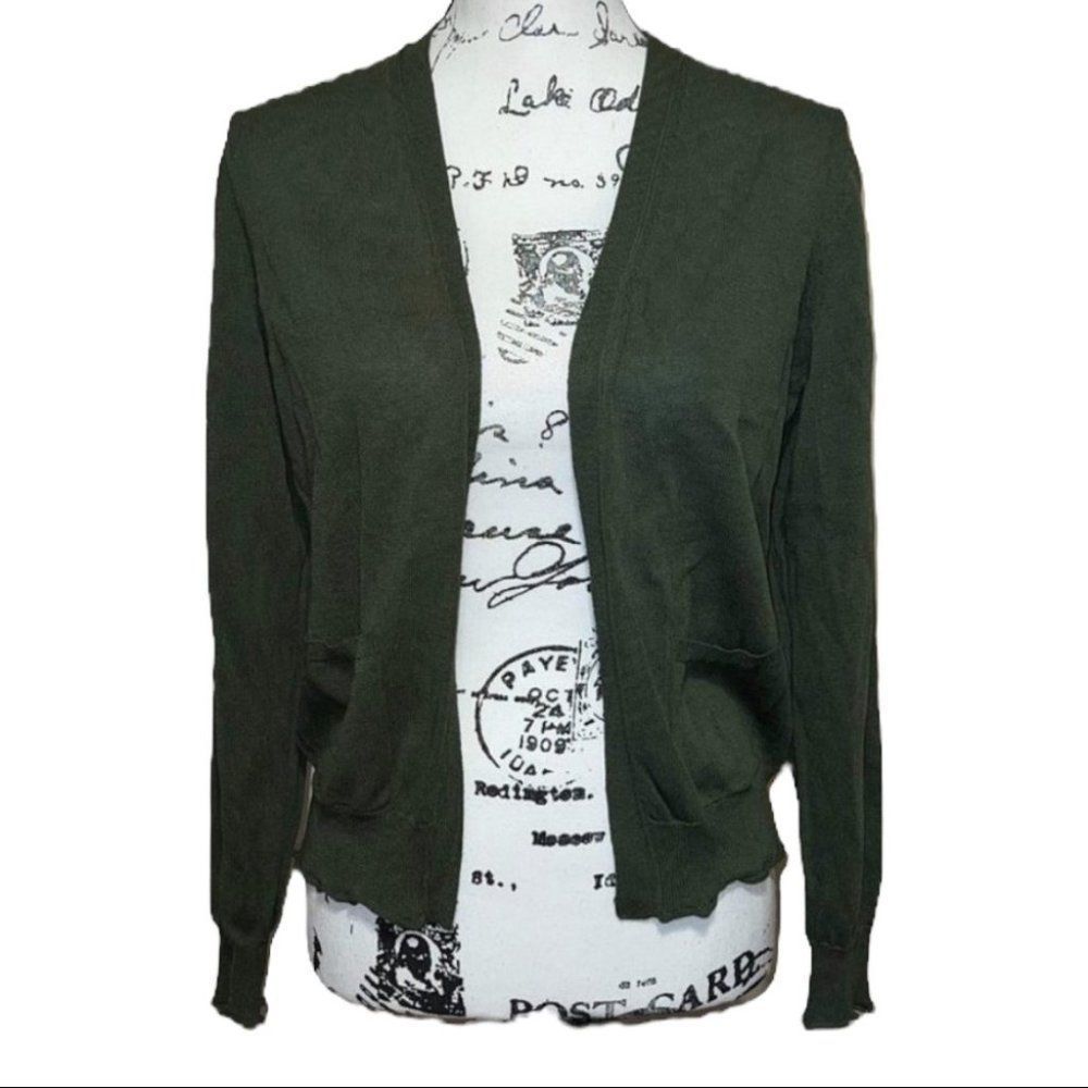 Anthropologie The Korner Green Open Front Cardigan Sweater Size Small/Medium
